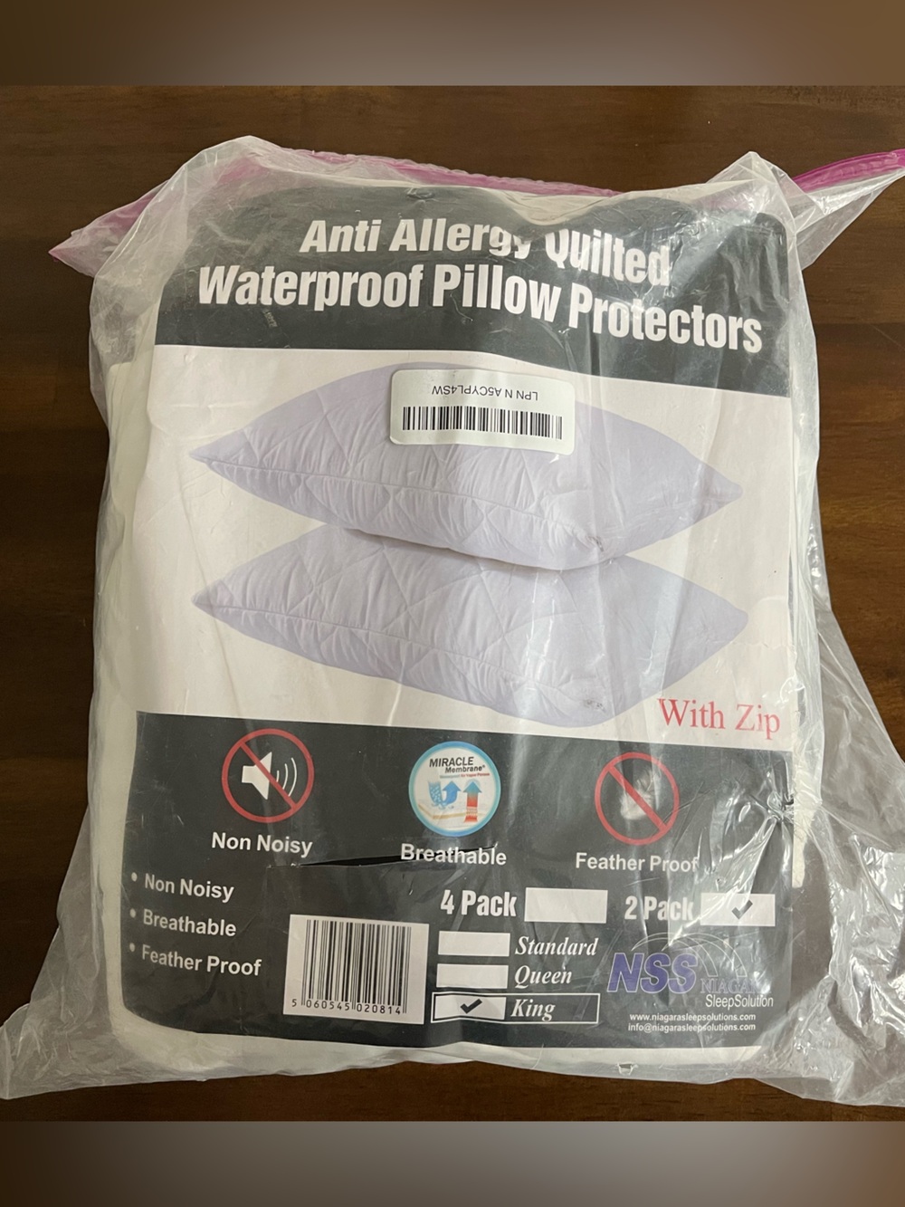 Pillow cover protectors waterproof 2 pack KING